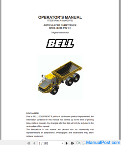 BELL E-SERIES B18E B30E Articulated Dump Truck Operator's Manual 872353 REV A
