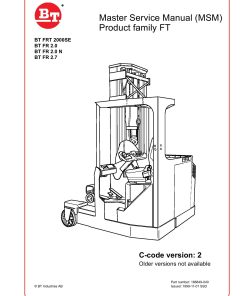 BT Forklift FRT 2000SE 2.0 N 2.7 Master Service Manual