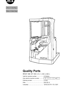 BT Forklift RR B7 B8 E7 E8 (C) (AC) (ACi) Parts Catalog EN SV DE FR