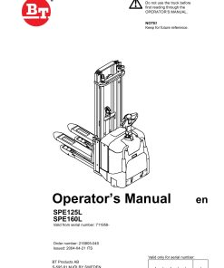 BT Forklift SPE125L SPE160L Operator's Manual