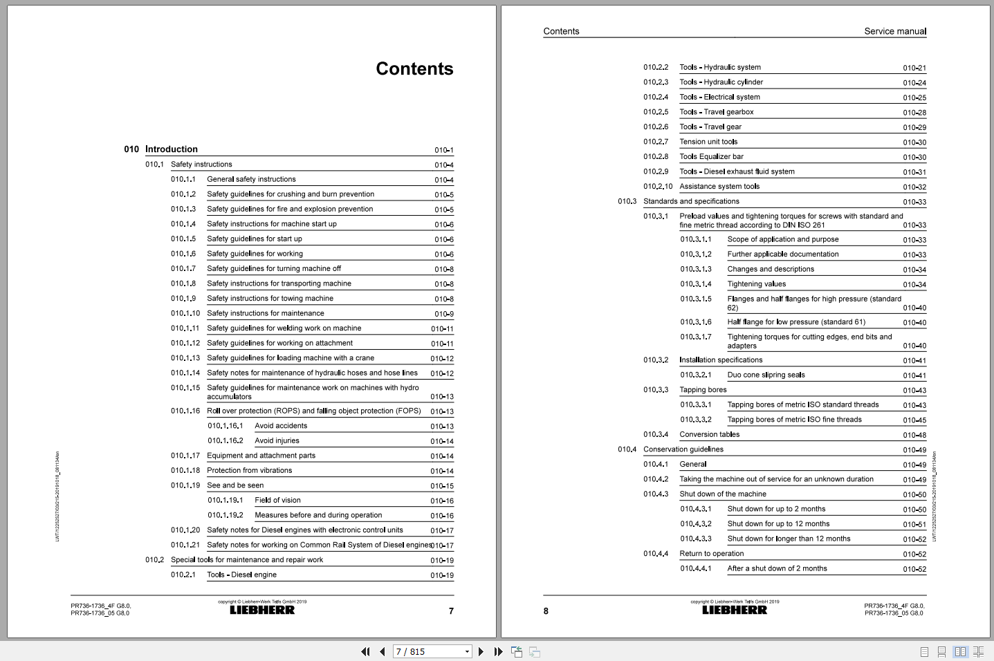 Liebherr Crawler Dozer PR 736 1736 4F 05 G8.0 Service Manual