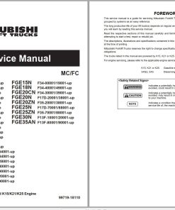 Mitsubishi Forklift FGE15N FGE18N FGE20CN FGE20N FGE20ZN FGE25N FGE25ZN FGE30N FGE35AN Service Manual EN