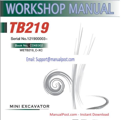 Takeuchi Excavator TB219 Workshop Parts Operators Manual IT EN