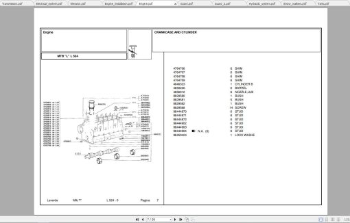 Laverda Combine Harvester L524 Parts Catalog