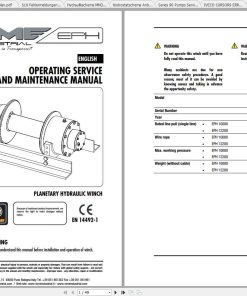 Merlo TREEMME MM350B Service & Maintenance Manual, Parts Manual, Hydraulic & Electrical Diagram DE