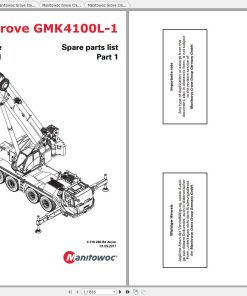 Manitowoc Grove Crane GMK 4100L-1 4218280B4 20170901 Spare Parts Catalog