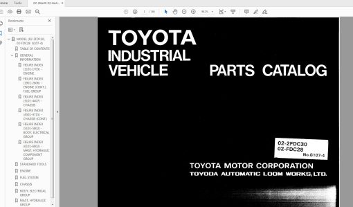 TOYOTA Forklift Series Wiring Diagram & Parts Catalog CD