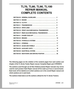 New Holland Tractor TL100, TL70, TL80, TL90 Repair Manual_87043516
