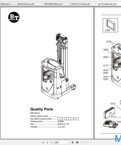 BT Reach Truck RRE160CC Spare Parts Catalog Operator Service Manual BT Reach Truck RRE160CC Spare Parts Catalog Operator Service Manual