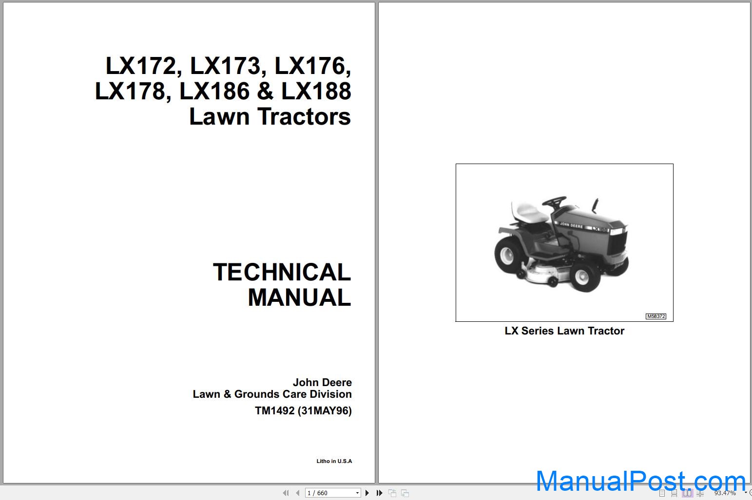 John Deere LX172 Lawn Tractor Hood Left & Right Stripes Decals – Set M116035 M116034 – New Open Box