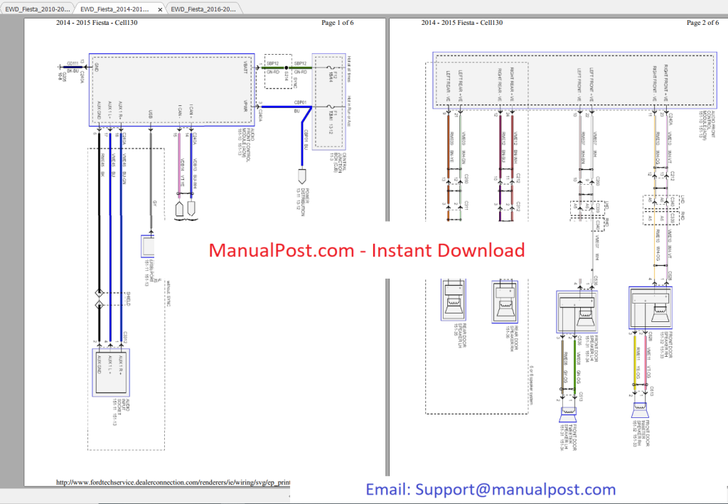 FORD FIESTA 2010-2017 Electrical Wiring Diagrams – ManualPost – Instant