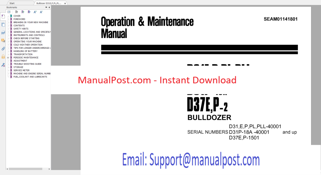 Komatsu Bulldozer D31E,P,PL,PLL-18 D31P-18A D37E,P-2 Operation ...