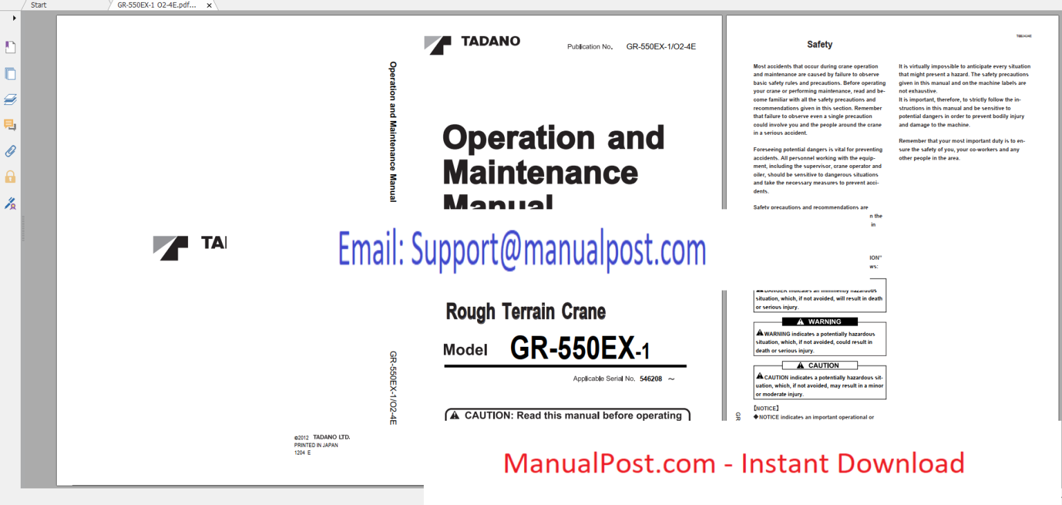 Tadano Rough Terrain Crane GR-550EX-1 GR-550E-1-00212 Operation ...