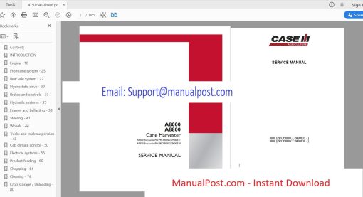 Case IH Tractor A8000, A8800 Cane Harvester Service Manual_47507541