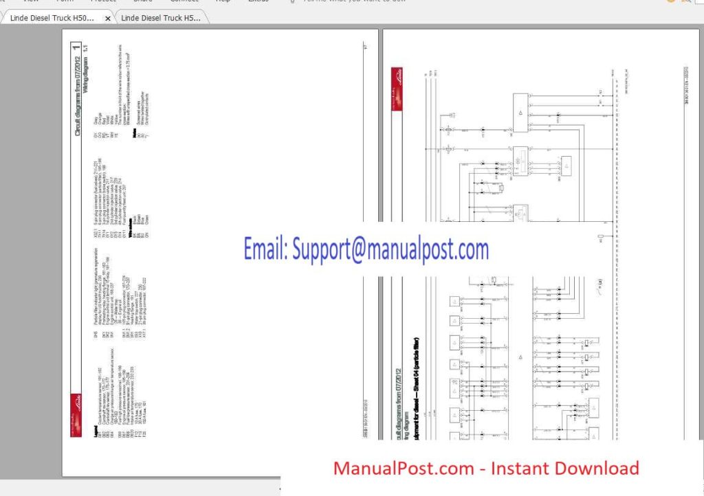 Linde Diesel Truck H50D H60D H70 H80D Series 396 Circuit Diagrams