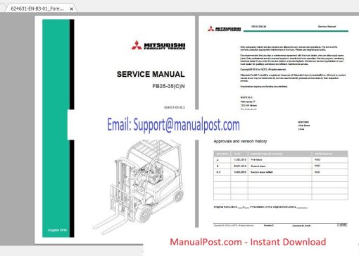 Mitsubishi Forklift FB25CN Service Manual