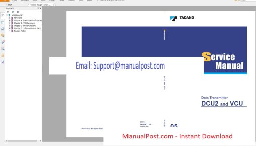 Tadano Rough Terrain Crane GR-800EX-3 Service Manual, Circuit Diagram, Operator Manual, Parts Catalog