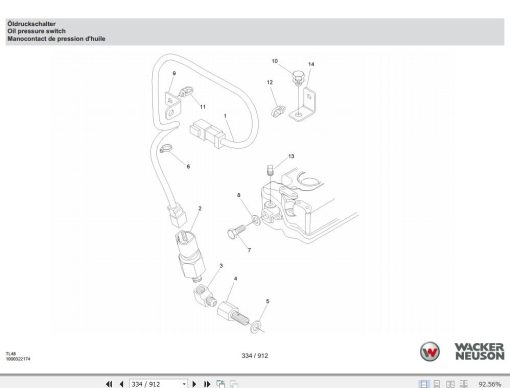 Weidemann Wacker Neuson Telehandler TH522 TL48 1.0 Spare Parts List EN+DE+FR