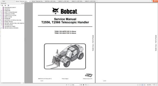 Bobcat Telescopic Handler T2556 T2566 Service Manuals & Schematic