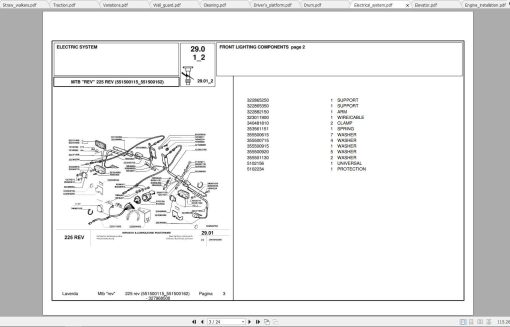 Laverda Combine Harvester 225 REV Parts Catalog