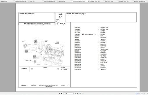 Laverda Combine Harvester 225 REV Parts Catalog