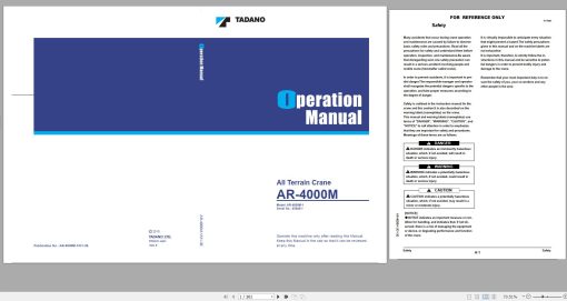 Tadano All Terrain Crane AR-4000M-1 450501- Operation Manual 2015