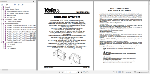 Yale Class 4 Internal Combustion Engine Trucks F818 (GCGLC080-120 VX GCGLC080-100VXBCS GCGLC120SVX GCGLC120VXPRS) Service Manual