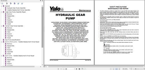 Yale Class 4 Internal Combustion Engine Trucks F818 (GCGLC080-120 VX GCGLC080-100VXBCS GCGLC120SVX GCGLC120VXPRS) Service Manual