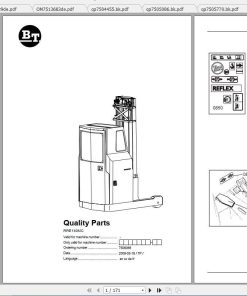 BT Reach Truck RRE140MC Spare Parts Catalog, Operator & Service Manual