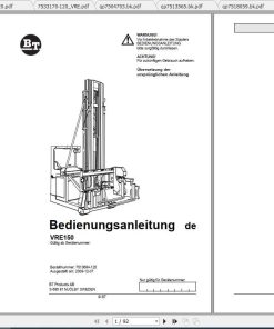 BT Forklift Vector VRE150 Spare Parts Catalog, Operator & Service Manual